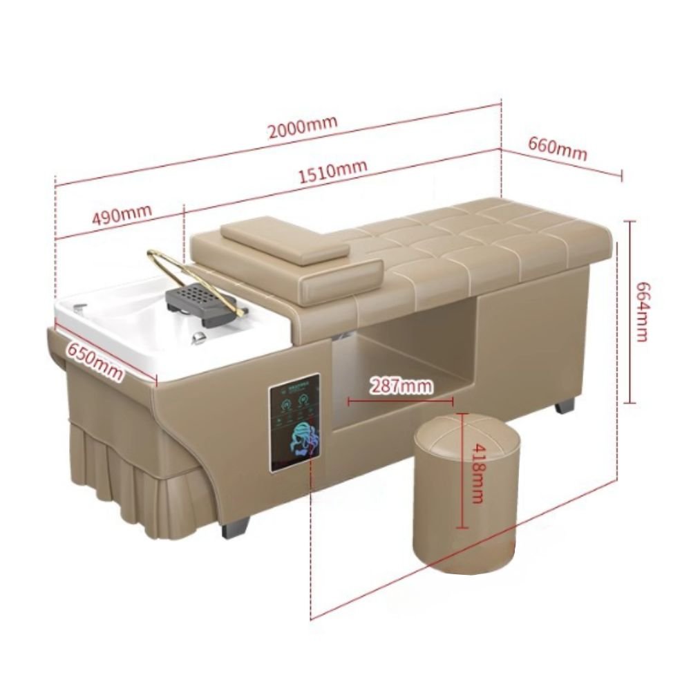 Premium Thai Shampoo Bed with Wood Frame & Steam Function - SalonLand Professional Hair Washing Station with Water Pump for Spa & Salon Use