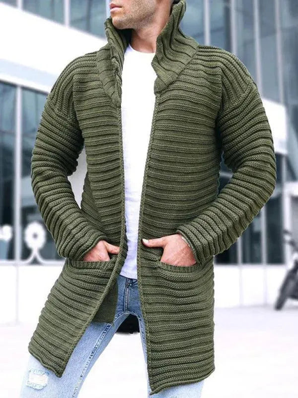 Men's Long Turtleneck Cardigan Sweater - Warm Knit Pullover for Winter, Fall & Casual Outfits - Perfect for Office, Date Night & Cozy Home Wear
