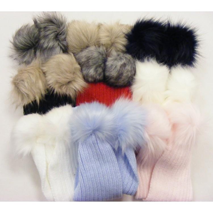 Cozy Knitted Faux Fur Pom Pom Scarf - Winter Fashion Accessory for Women - Perfect for Cold Weather & Outdoor Activities
