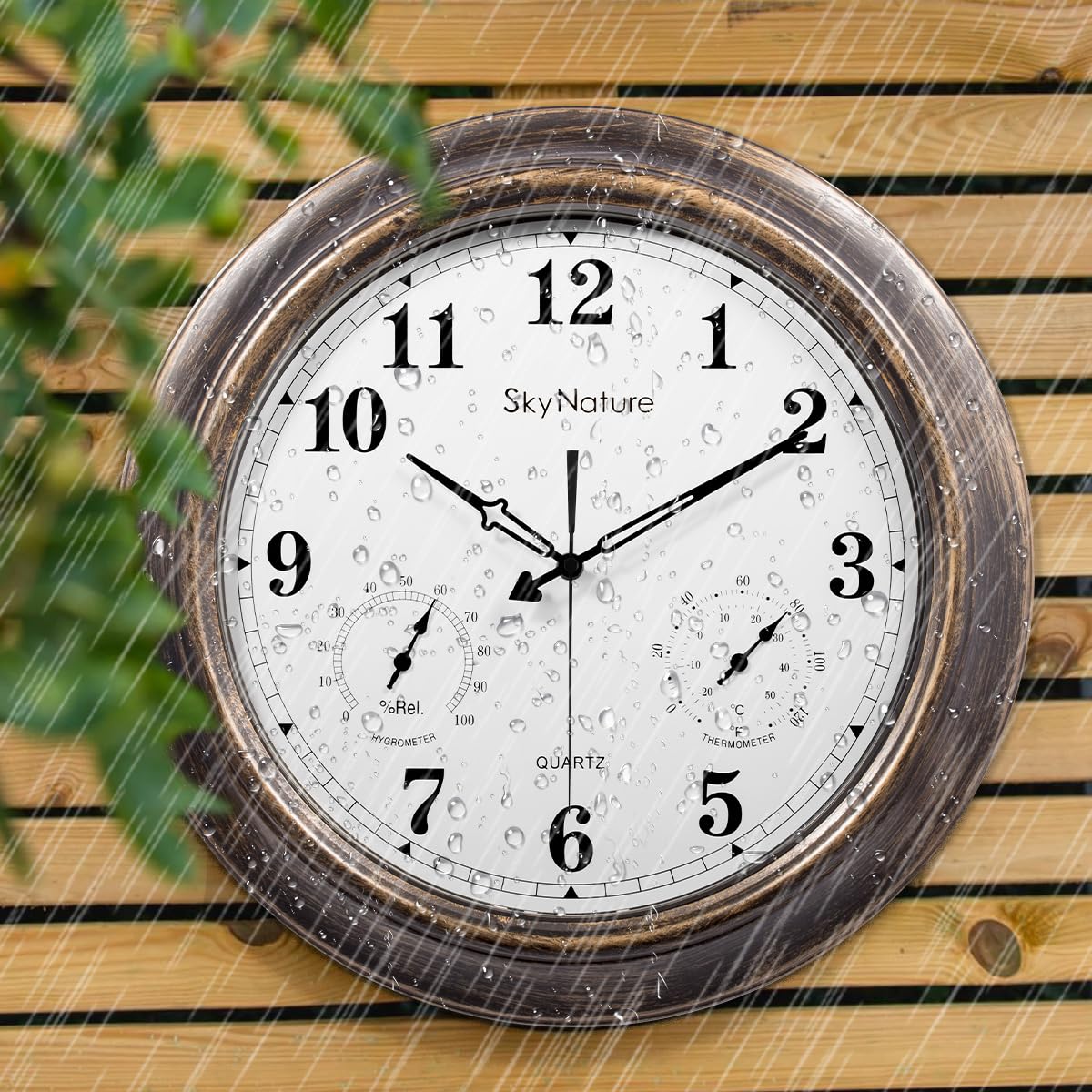 **18 Inch Large Indoor Outdoor Wall Clock - Waterproof, Silent Metal Clock with Temperature & Humidity Display - Perfect for Garden, Patio, Pool, Fence & Home Decor**