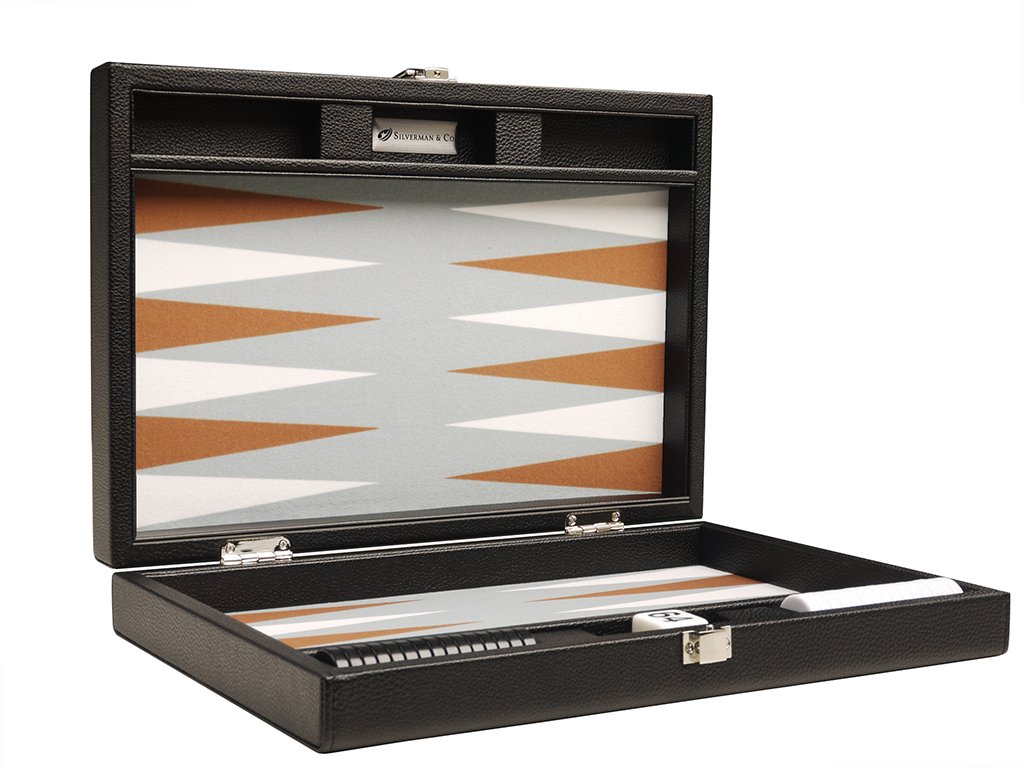 Premium 13-inch Backgammon Set - Portable Travel Size with Black Board & White/Rum Points - Perfect for Family Game Nights, Beach Trips and Casino-Themed Parties
