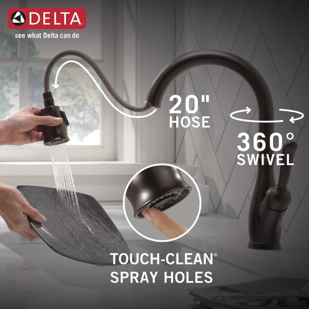 Delta Leland Oil Rubbed Bronze Pull-Down Kitchen Faucet with Magnetic Docking Spray Head - Venetian Bronze 9178-RB-DST for Modern Farmhouse & Industrial Style Kitchens