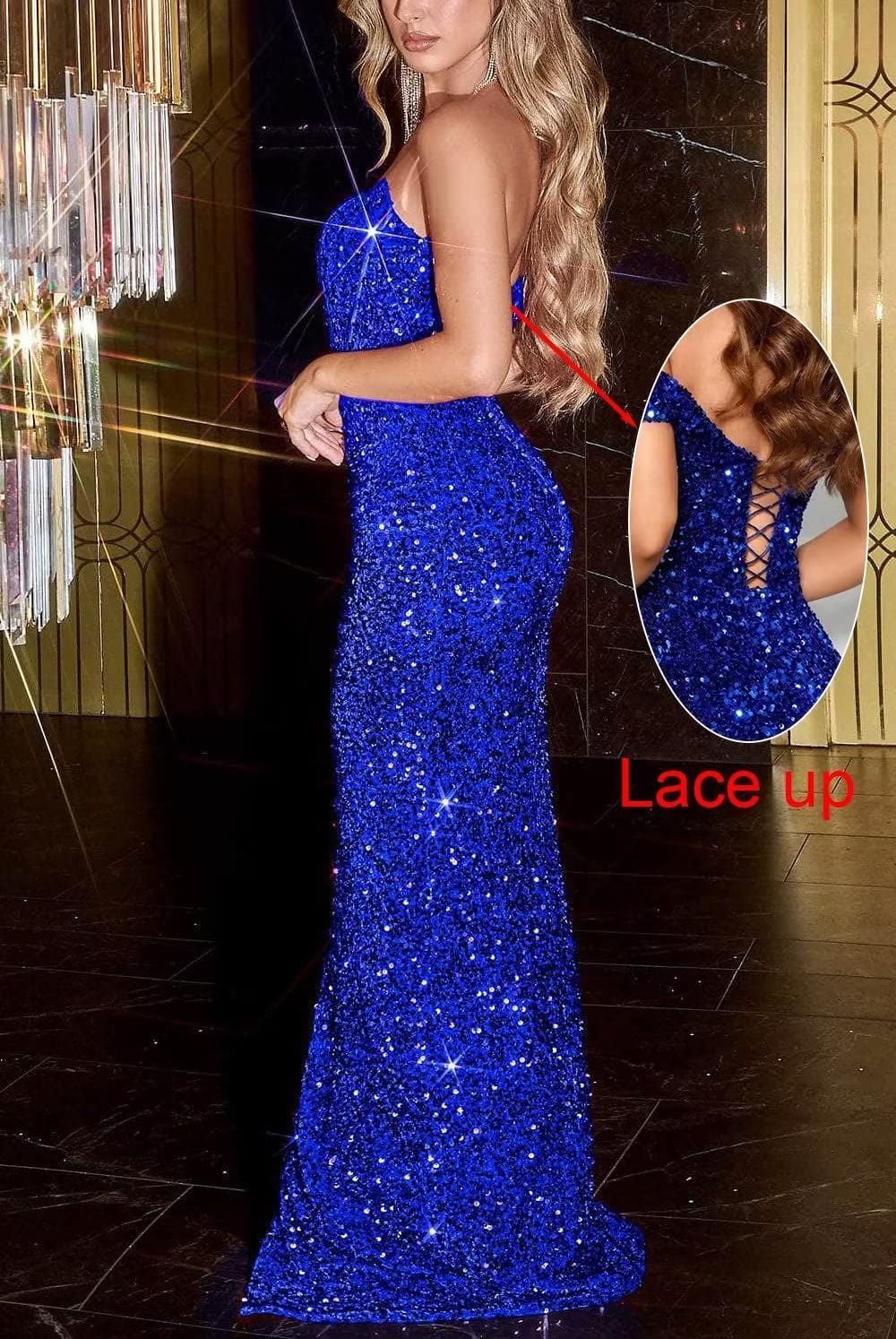 Strapless Corset Sequin Prom Dress - Long Sparkly Mermaid Gown with High Slit for Women | Elegant Evening Party, Formal Dance, Homecoming, Red Carpet & Special Occasions