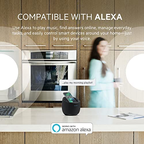 Belkin SoundForm Elite Hi-Fi Smart Speaker with Wireless Charger - Alexa Voice-Controlled Bluetooth Speaker Powered by Devialet Sound Technology - Fast Wireless Charging for iPhone, Samsung Galaxy & More (Black) - Perfect for Home, Office & Outdoor Use