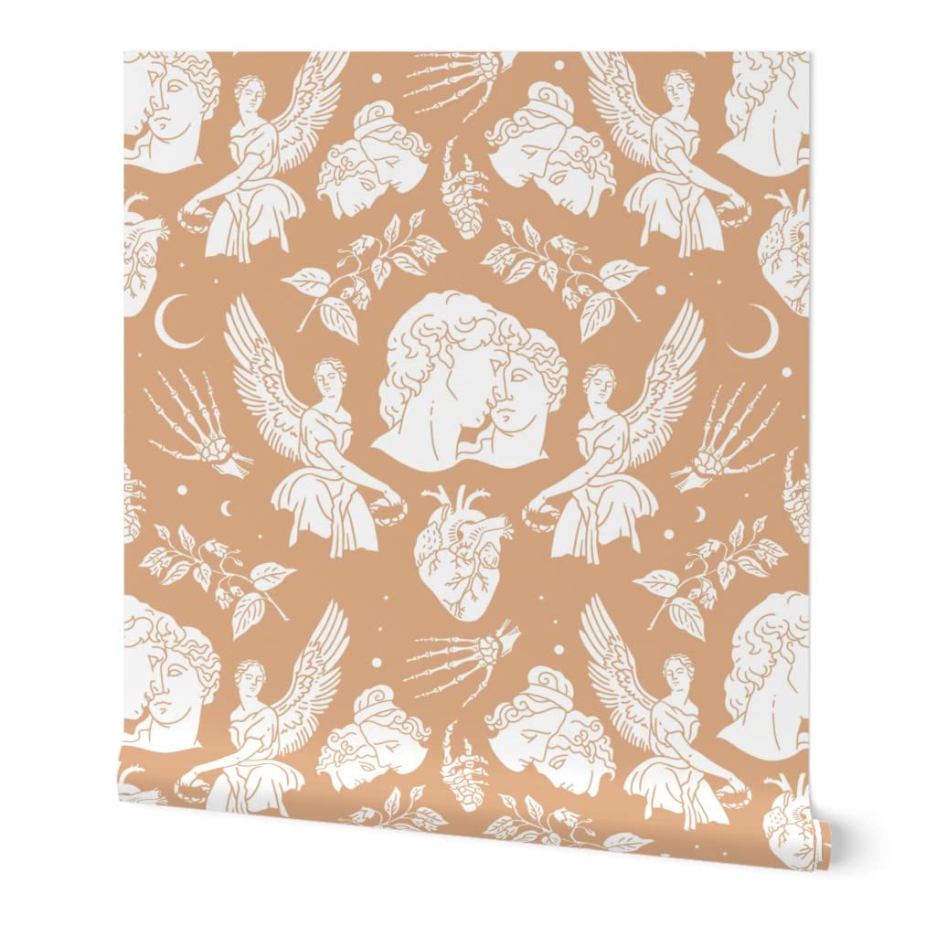Peel & Stick Removable Wallpaper Swatch - Anatomy Love Elegant Romantic Greek Valentine's Day Custom Wallpaper by Spoonflower | Perfect for Bedroom, Nursery, Home Office & DIY Decor
