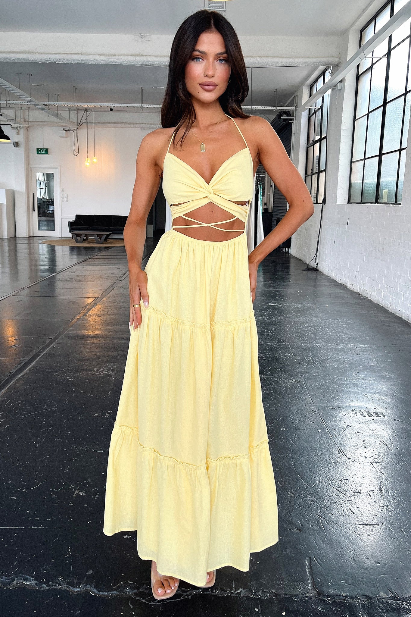Lucy Maxi Dress for Women - Flowy Summer Long Dress in Yellow | Beach, Party, Wedding & Casual Wear