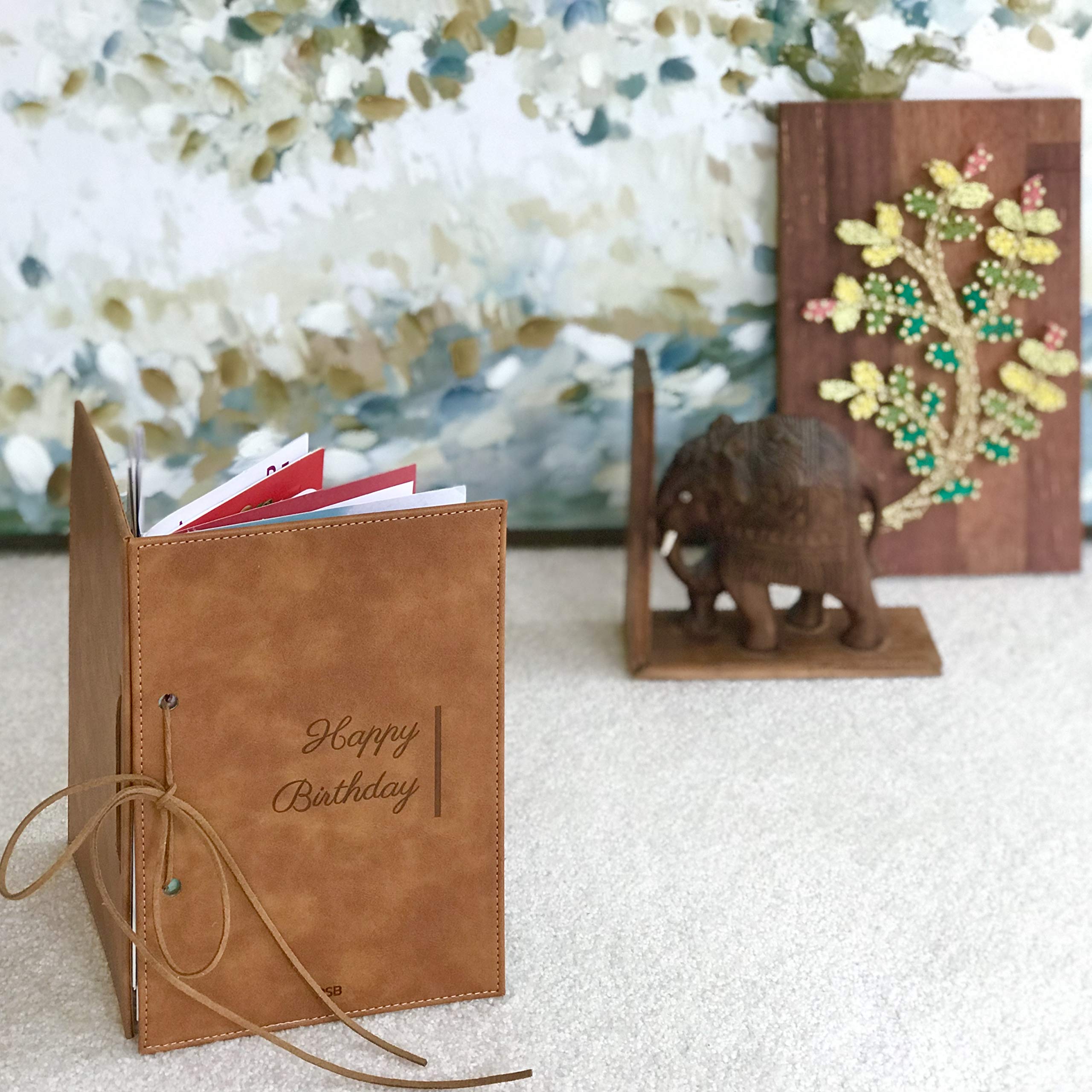 Premium Vegan Leather Greeting Card Organizer Kit - Birthday Card Binder, Book, Holder & Keeper | Preserve Memories Forever | Perfect for Home Organization, Gift Giving & Memory Scrapbooking