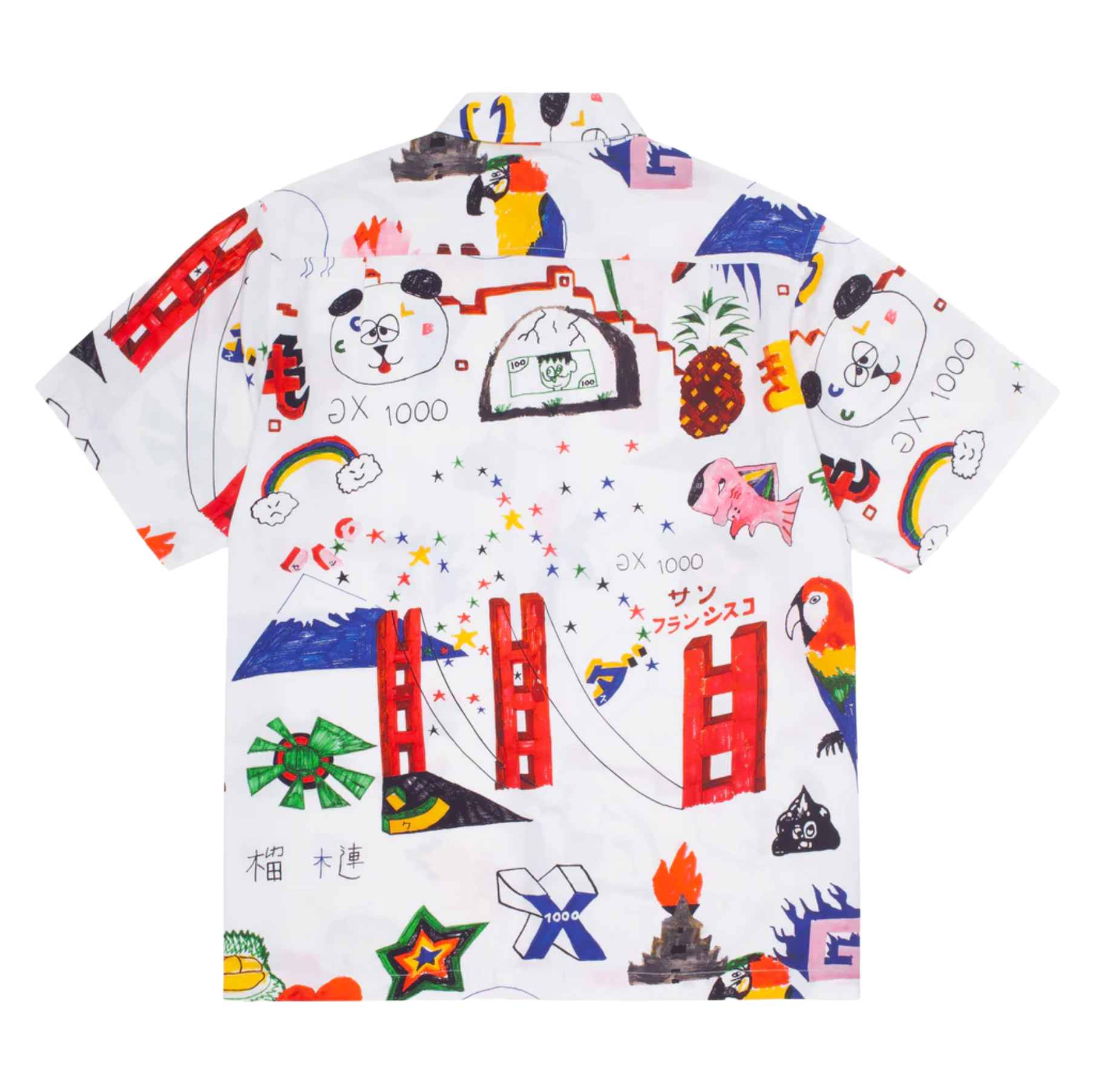 GX1000 Panda Print Rayon Shirt for Men - Soft & Comfortable Casual Button Down Shirt - Perfect for Streetwear, Cosplay, and Anime Conventions