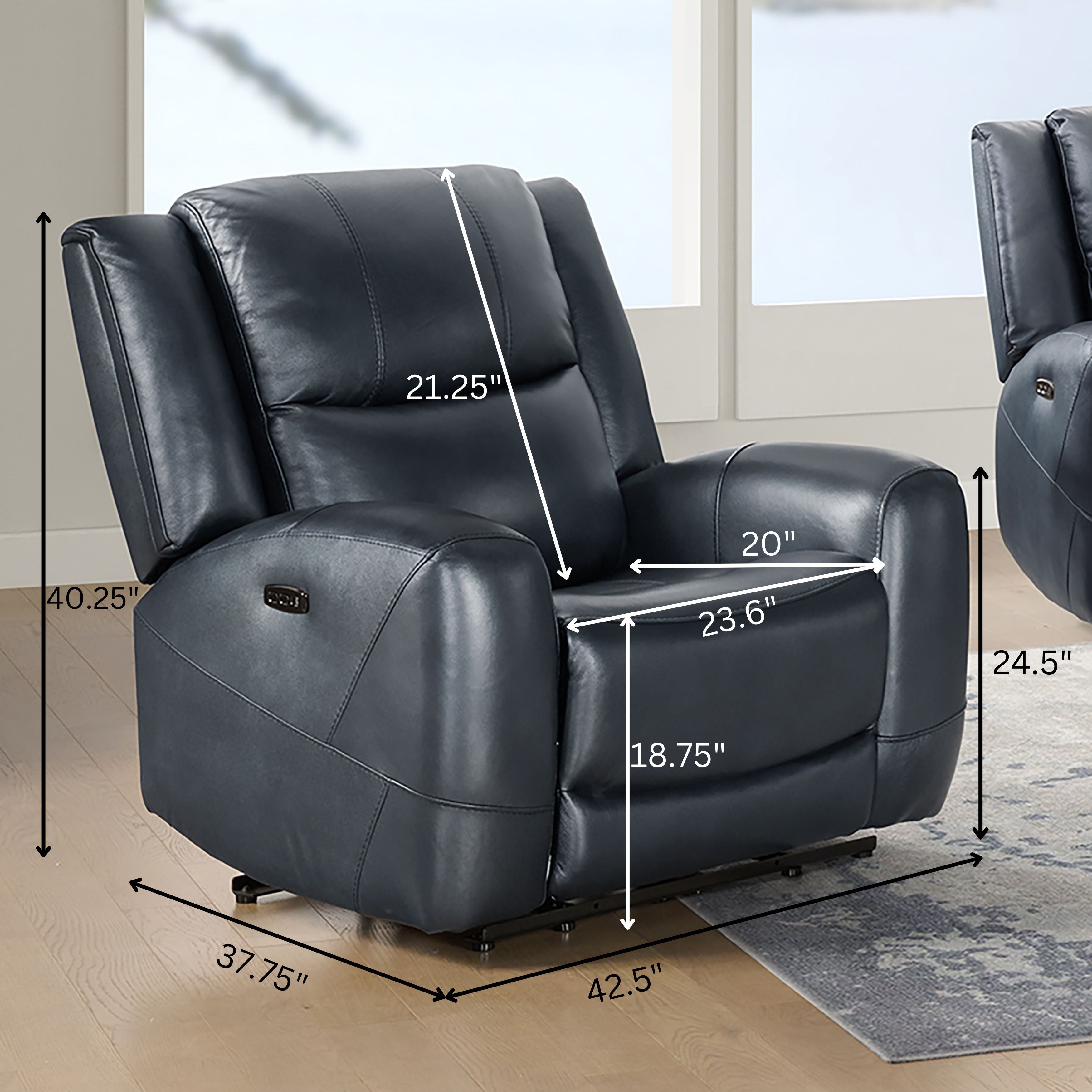 Premium Cozura Leather Power Recliner Chair - Roundhill Furniture Electric Massage Recliner with USB Charging & Cup Holders - Perfect for Living Room, Home Theater & Man Cave Relaxation