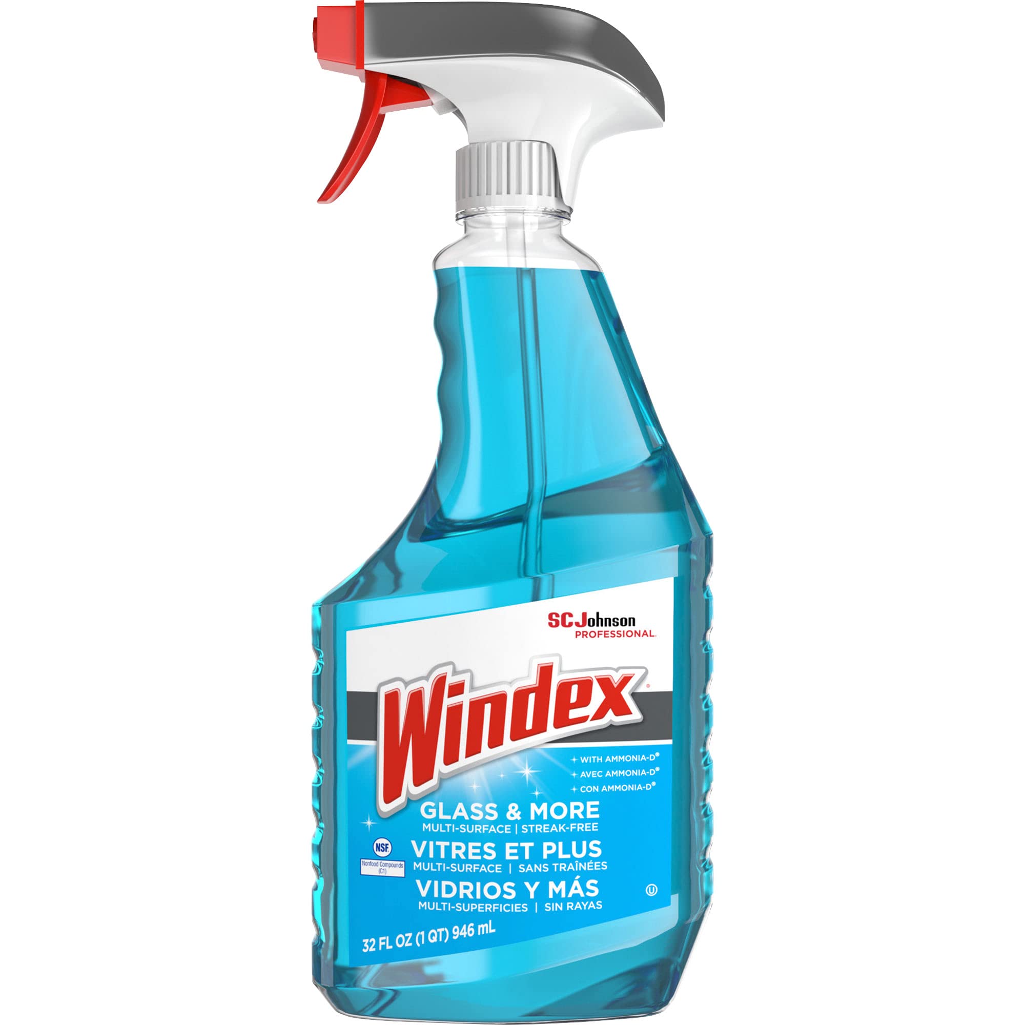 Windex Glass & More Streak-Free Cleaner - 32 Oz (Case of 8 Bottles) - Perfect for Windows, Mirrors, Glass Tables & Shower Doors