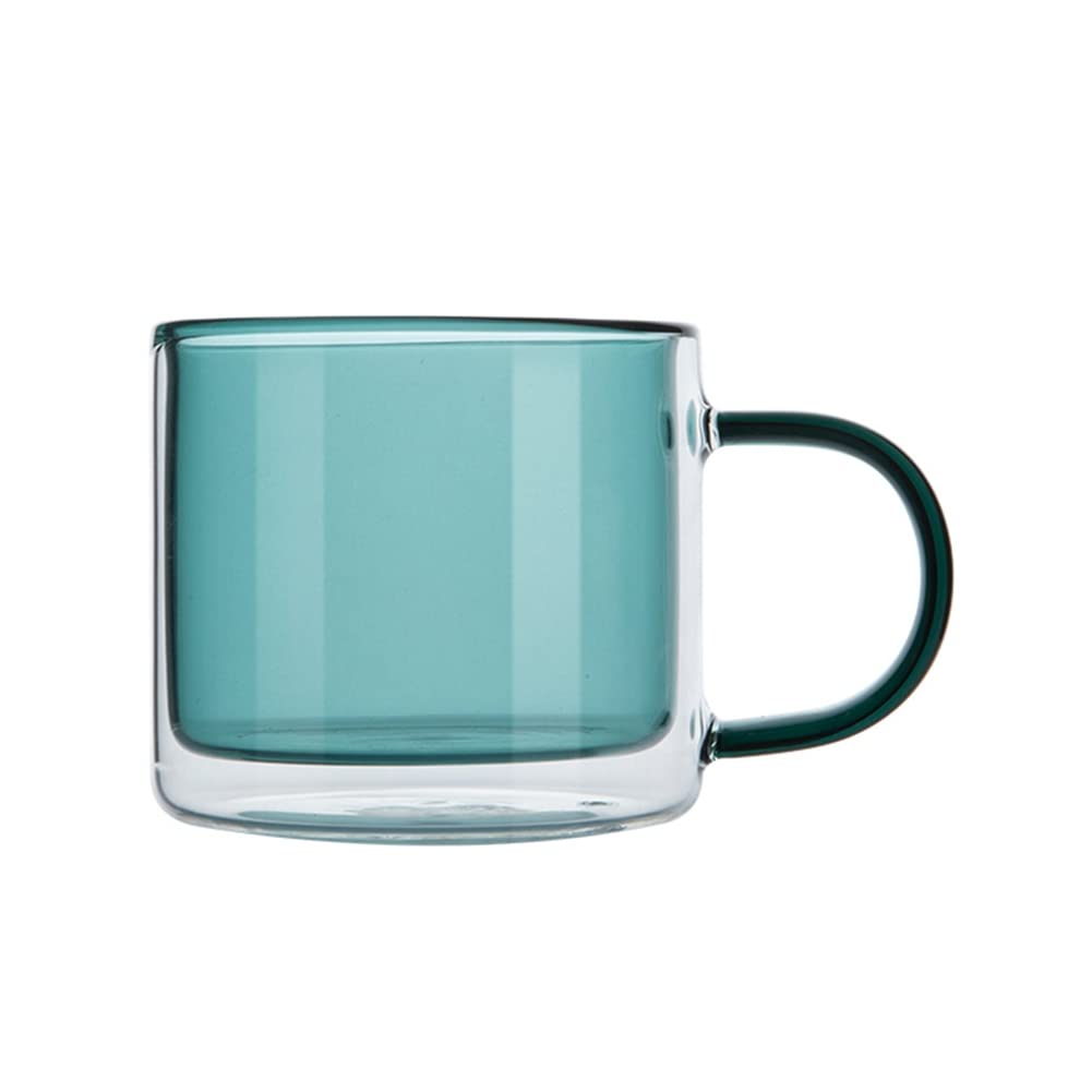 Ochine Christmas Tree Shaped Double Wall Coffee Mug - Insulated Glass Tea Cup with Lid & Dipper - Cute Xmas Gift for Kids & Adults - Perfect for Hot Cocoa, Espresso, Milk & Holiday Decorations