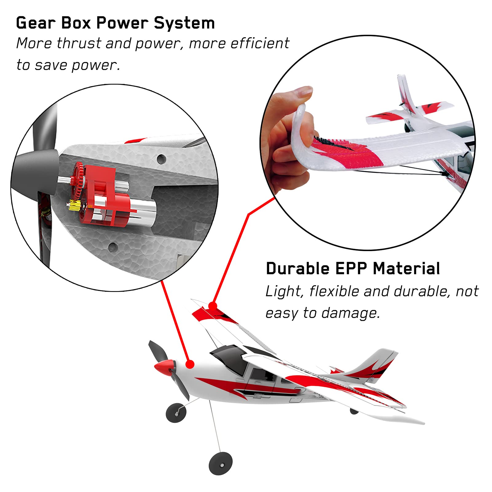 GoolRC 2.4GHz 4CH Remote Control Airplane with 6-Axis Gyro - Ready to Fly RC Plane for Adults & Kids - Includes 3 Batteries - Perfect for Outdoor Play, Birthday Gifts & Hobby Flying