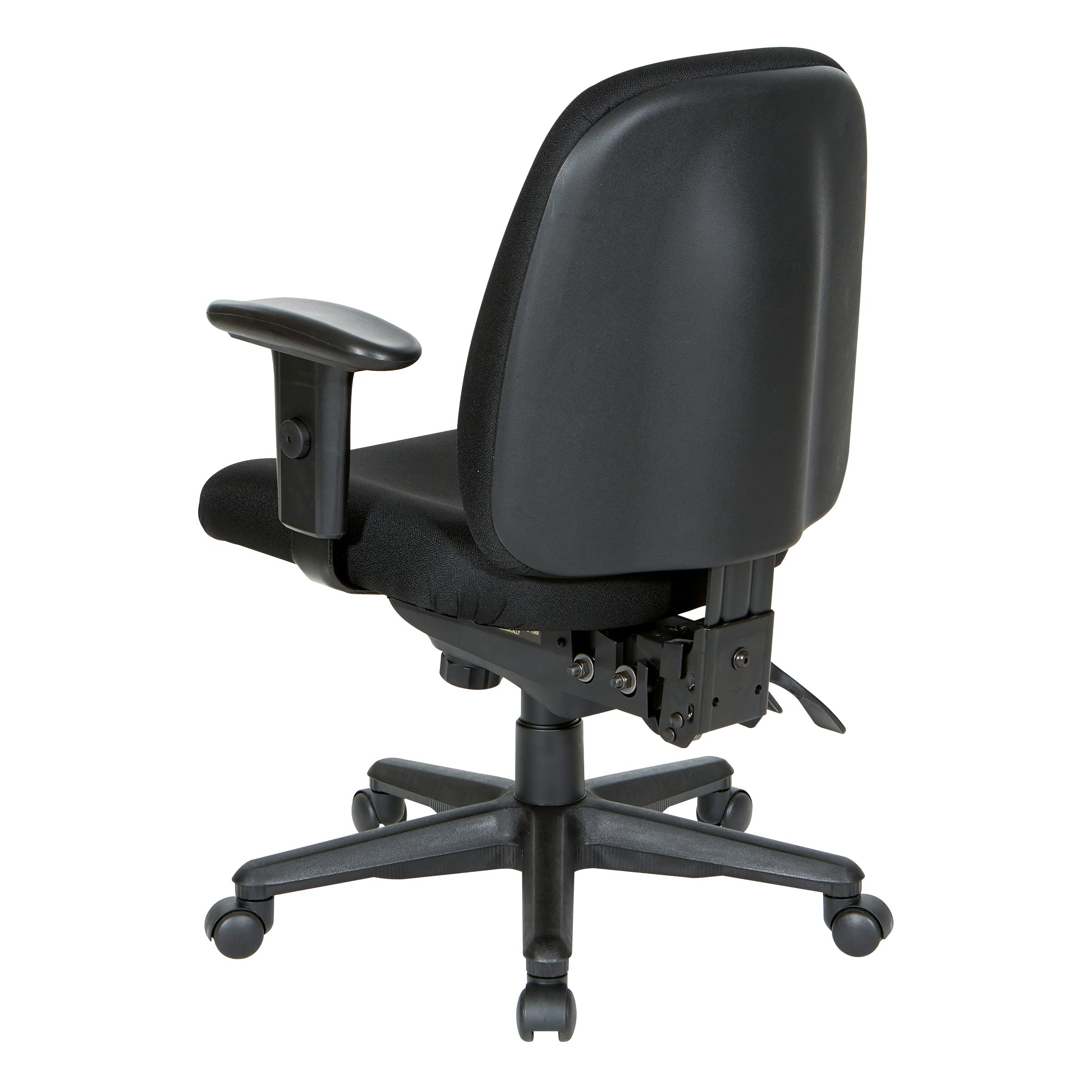 Office Star Ergonomic Mid Back Office Chair - Adjustable Height & Tilt, Padded Armrests, Black Fabric - Perfect for Home Office & Workspace Comfort