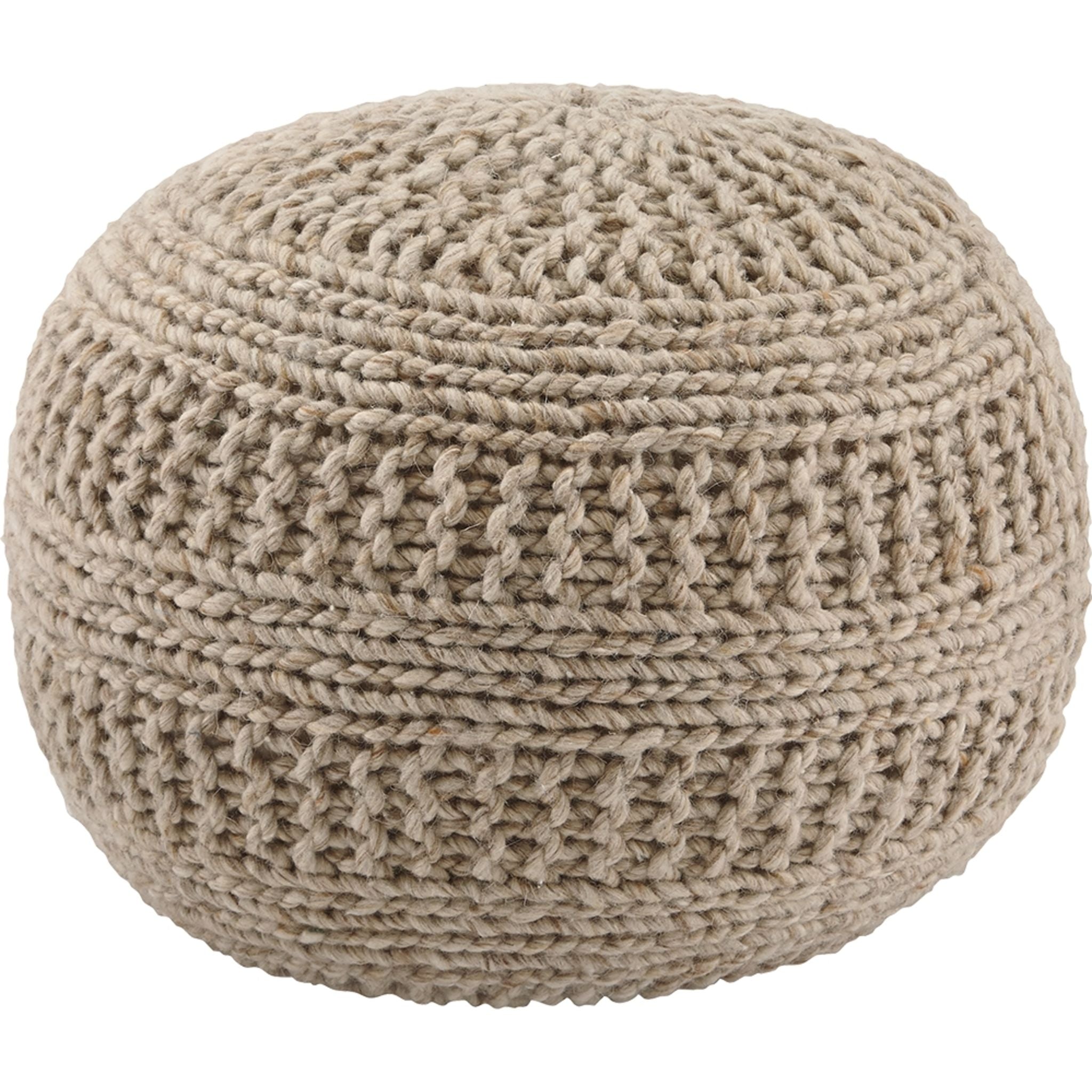 Benedict Pouf - Natural Fiber Ottoman with Storage, Round Footstool for Living Room, Bedroom & Nursery - Cozy Home Decor Accent