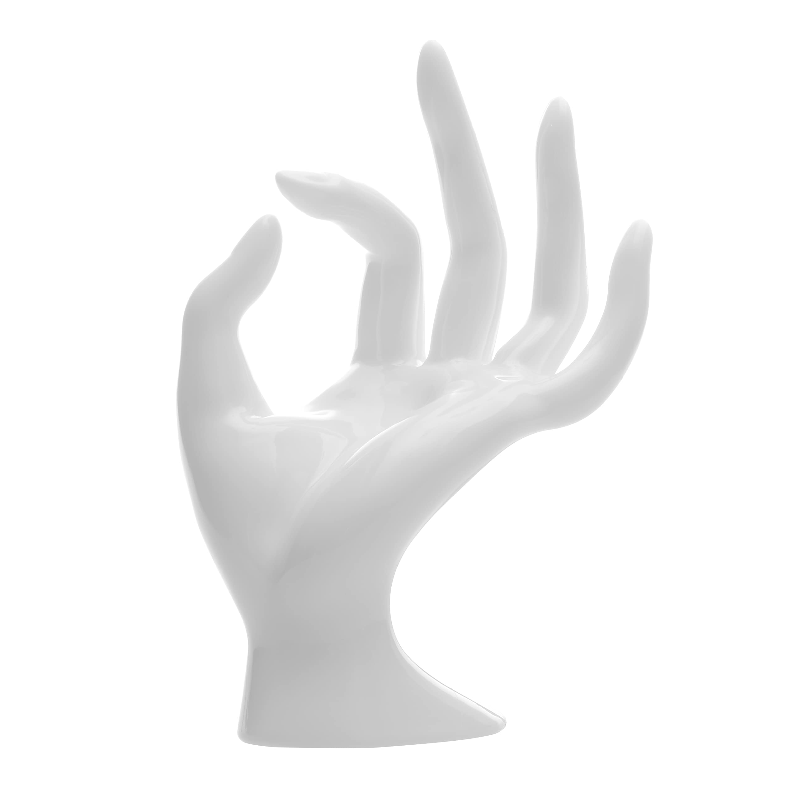 Y2K Pink Hand-Shaped Ring Holder - Elegant Jewelry Organizer for Women & Girls - Preppy Room Decor & Aesthetic Gift Idea - Perfect for Dressing Tables, Vanity Displays & Bedroom Decor (White)