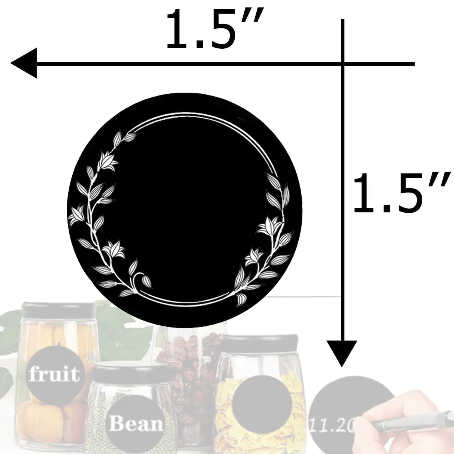 Waterproof Black Chalkboard Stickers - 250 Round 1.5 inch Resin Labels for Kitchen Pantry, Canning Jars, Bins & Containers - Perfect for Organizing Spices, Mason Jars & Storage Containers