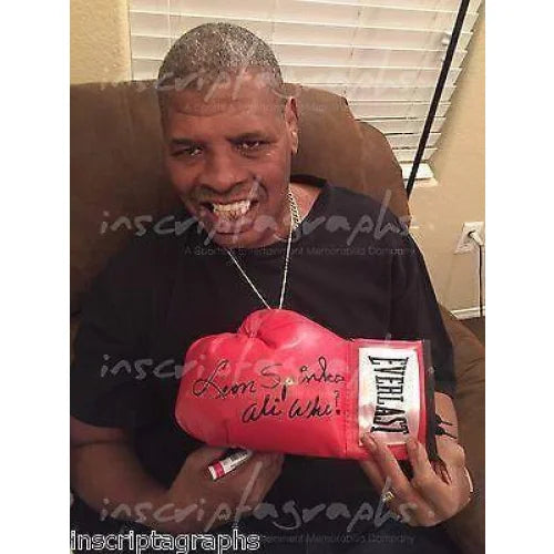 Leon Spinks Signed Boxing Glove #D/10 - Authentic Muhammad Ali Rival Autograph - Collectible Memorabilia for Boxing Fans & Sports Enthusiasts - Perfect for Man Cave, Sports Bar, or Gift for Boxing Lovers