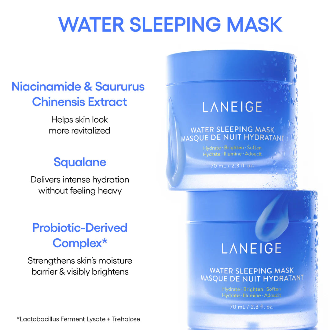 LANEIGE Water Sleeping Mask - Overnight Hydrating Face Mask for Dry Skin | Deep Moisturizing Night Cream for Glowing Skin | Perfect for Nighttime Skincare Routine & Travel Skincare Essentials