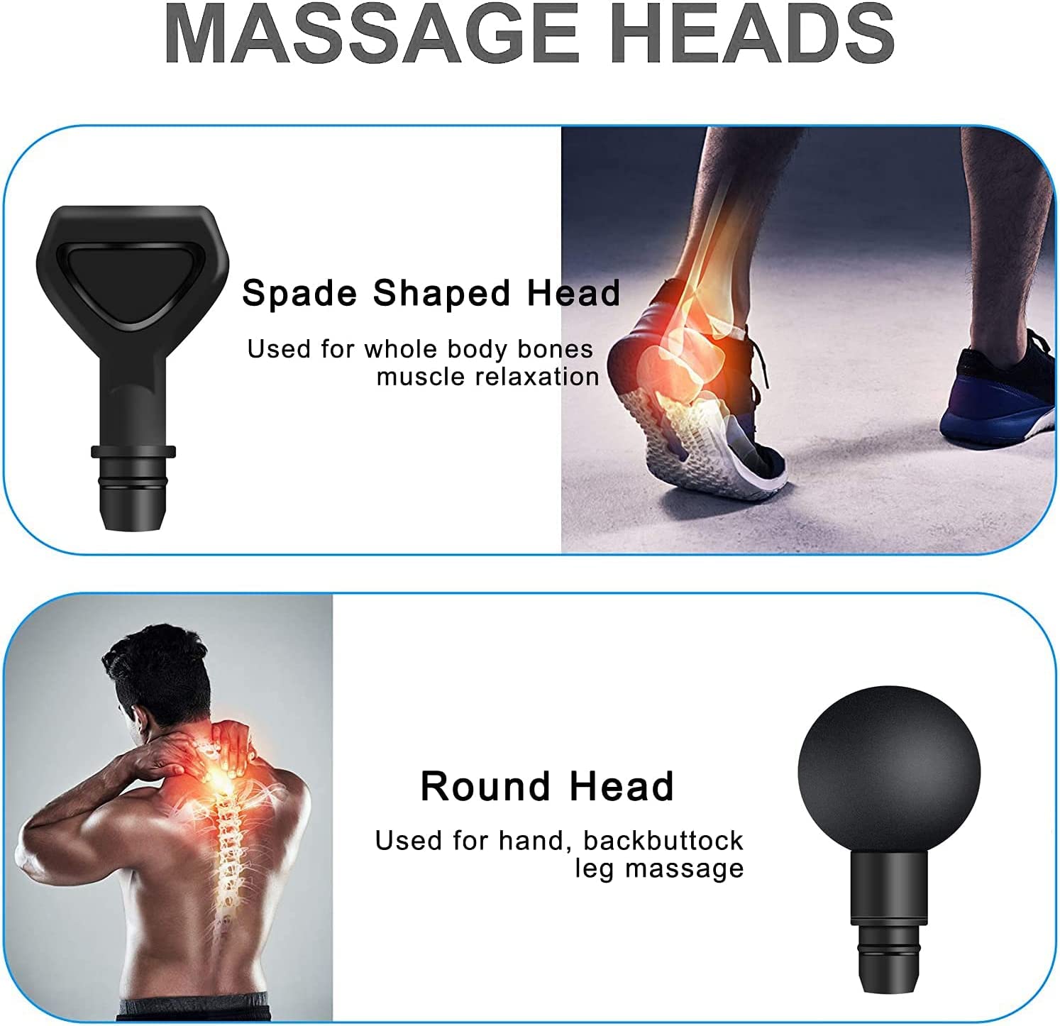 Mebak 3-in-1 Electric Massage Heads for Neck, Shoulder & Back Pain Relief - Rechargeable Deep Tissue Massager for Home & Office Use