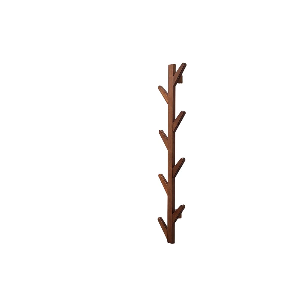 LICHUAN Wall Mounted Coat Rack - 8 Hook Wooden Entryway Organizer with Sturdy Hooks for Jackets, Hats & Bags | Space Saving Hall Tree for Living Room, Bedroom, Kitchen & Entryway | Home Decor & Organization Solution (Brown)