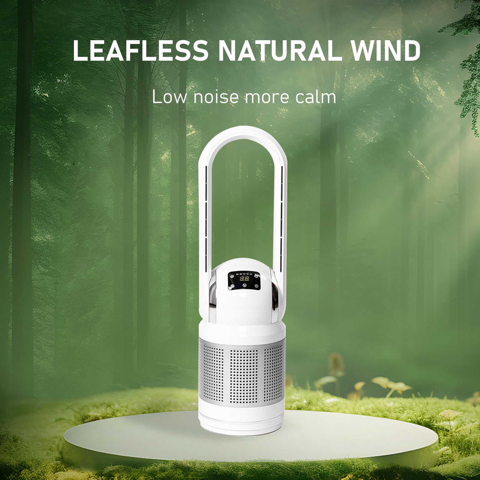 HEATIT Bladeless Tower Fan with Remote Control, Air Purifier, HEPA Filter & PM2.5 Removal - 80° Oscillation, 8 Speed Settings, 8H Timer - Perfect for Home, Bedroom, Kitchen & Office (White) | Stay Cool & Breathe Clean Air Year-Round