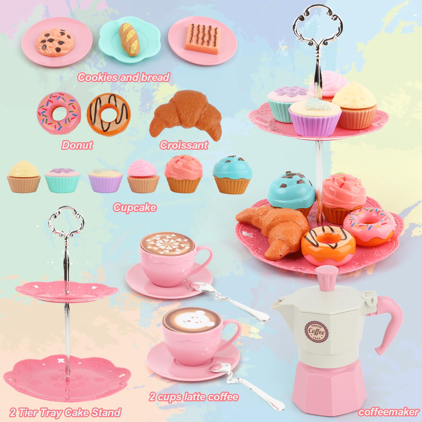 Pretend Play Tea Set for Kids - Toddler Tea Party Toys for 3-6 Year Olds, Perfect for Birthday Gifts & Role Play