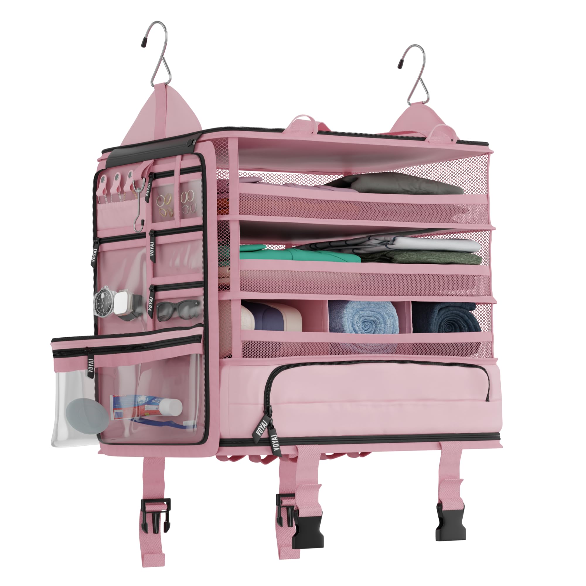 Voyaj Hanging Suitcase Organizer for Travel - Carry On Closet Luggage Organizer with Wrinkle-Free Packing | Perfect for Business Trips, Vacations & Weekend Getaways