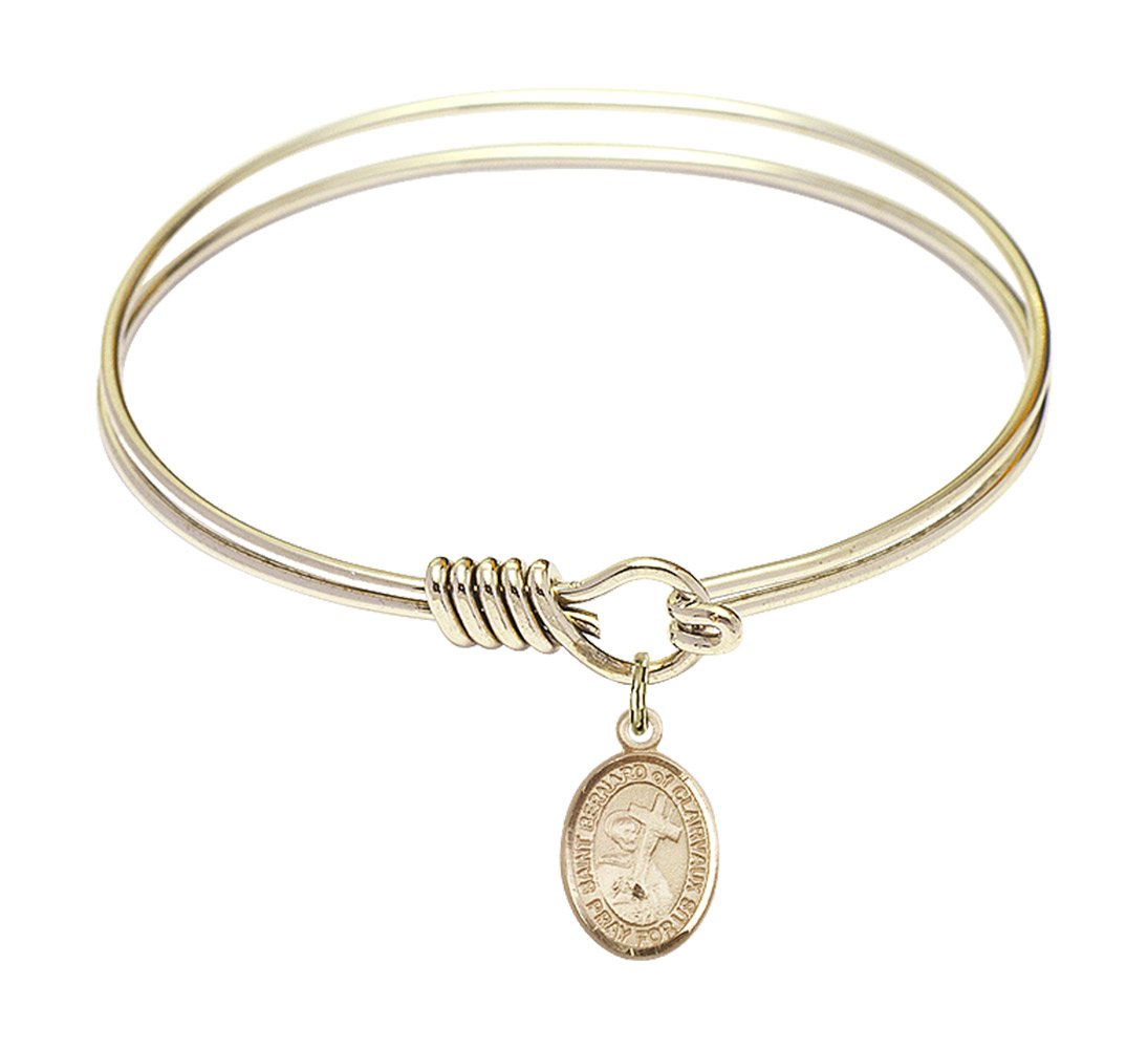 6 1/4 Inch Round Eye Hook Bangle Bracelet with St. Bernard Charm - Elegant Jewelry for Women, Perfect for Daily Wear, Gifts & Special Occasions