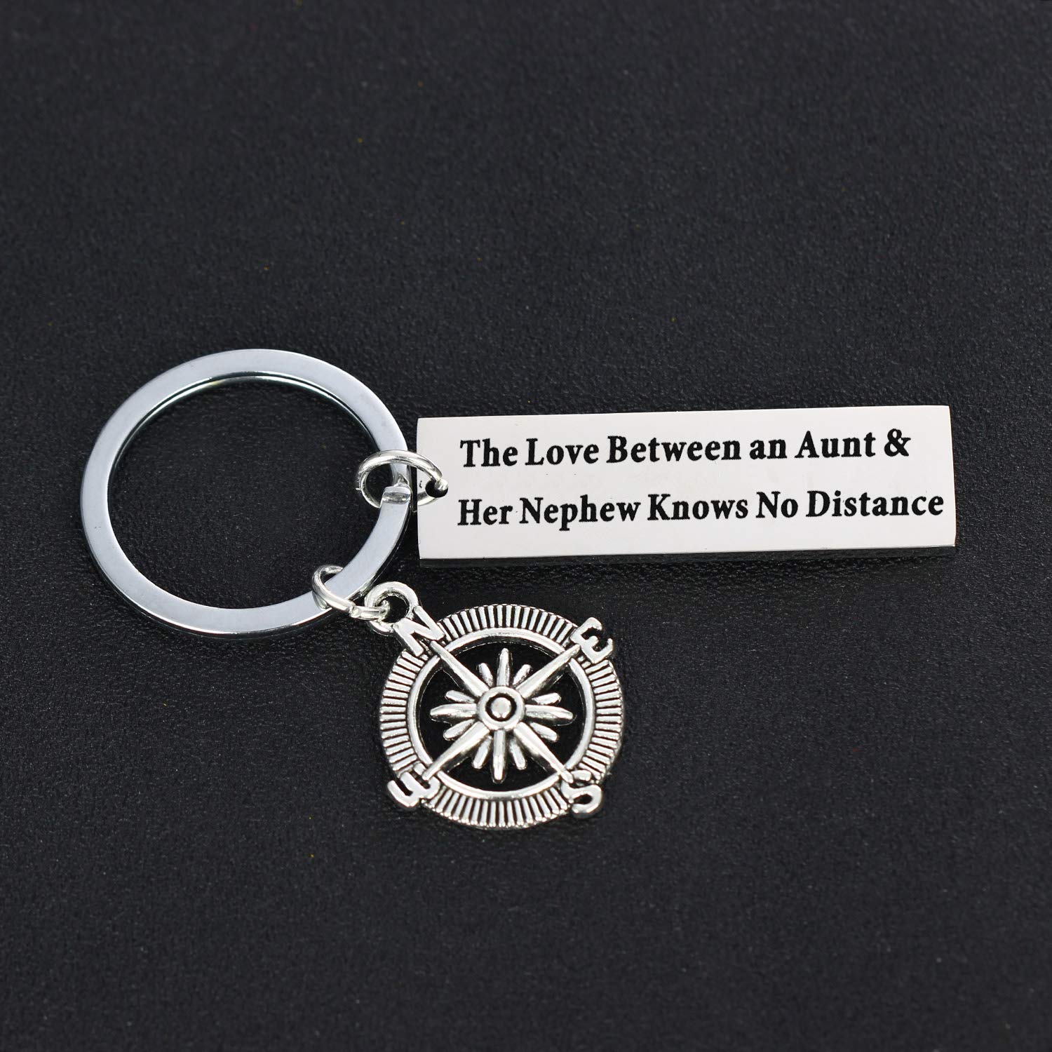 YEEQIN Aunt Keychain Gift - Heartwarming Nephew to Aunt Present - Engraved Keyring for Aunties (Style 01) - Perfect for Birthday, Christmas & Long-Distance Family Appreciation