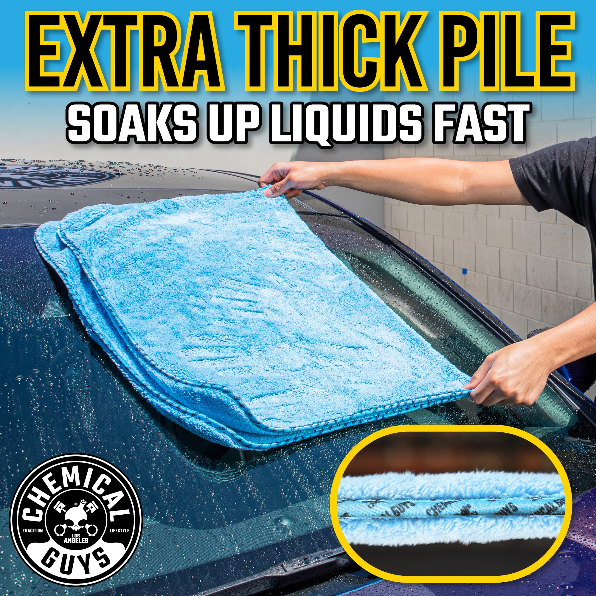 Chemical Guys Woolly Mammoth Large Microfiber Towel - Super Absorbent & Ultra Soft Car Detailing Towel for Cars, Trucks & SUVs (36