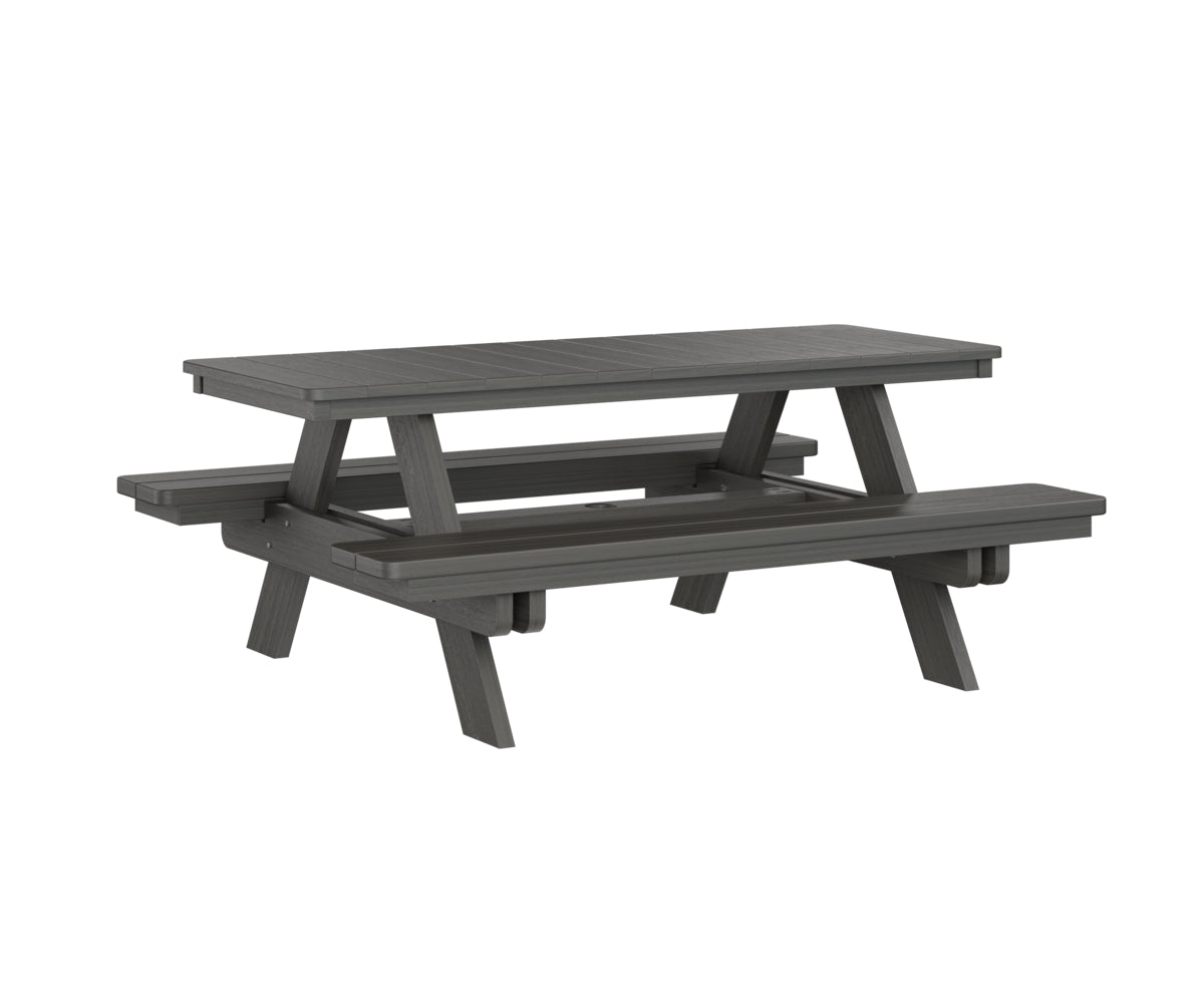 Berlin Gardens Rectangular Picnic Table - Outdoor Dining Set for Patio, Backyard, and Park - Heavy Duty Weather-Resistant Wooden Picnic Bench with Umbrella Hole