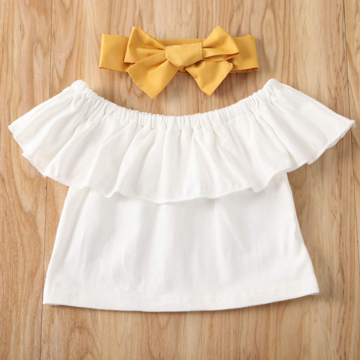 BULINGNA Fashion Girls Off-Shoulder Crop Top & High Waist Ruffled Maxi Skirt Set with Headband - Summer Toddler Outfit for Beach, Party & Photo Shoots