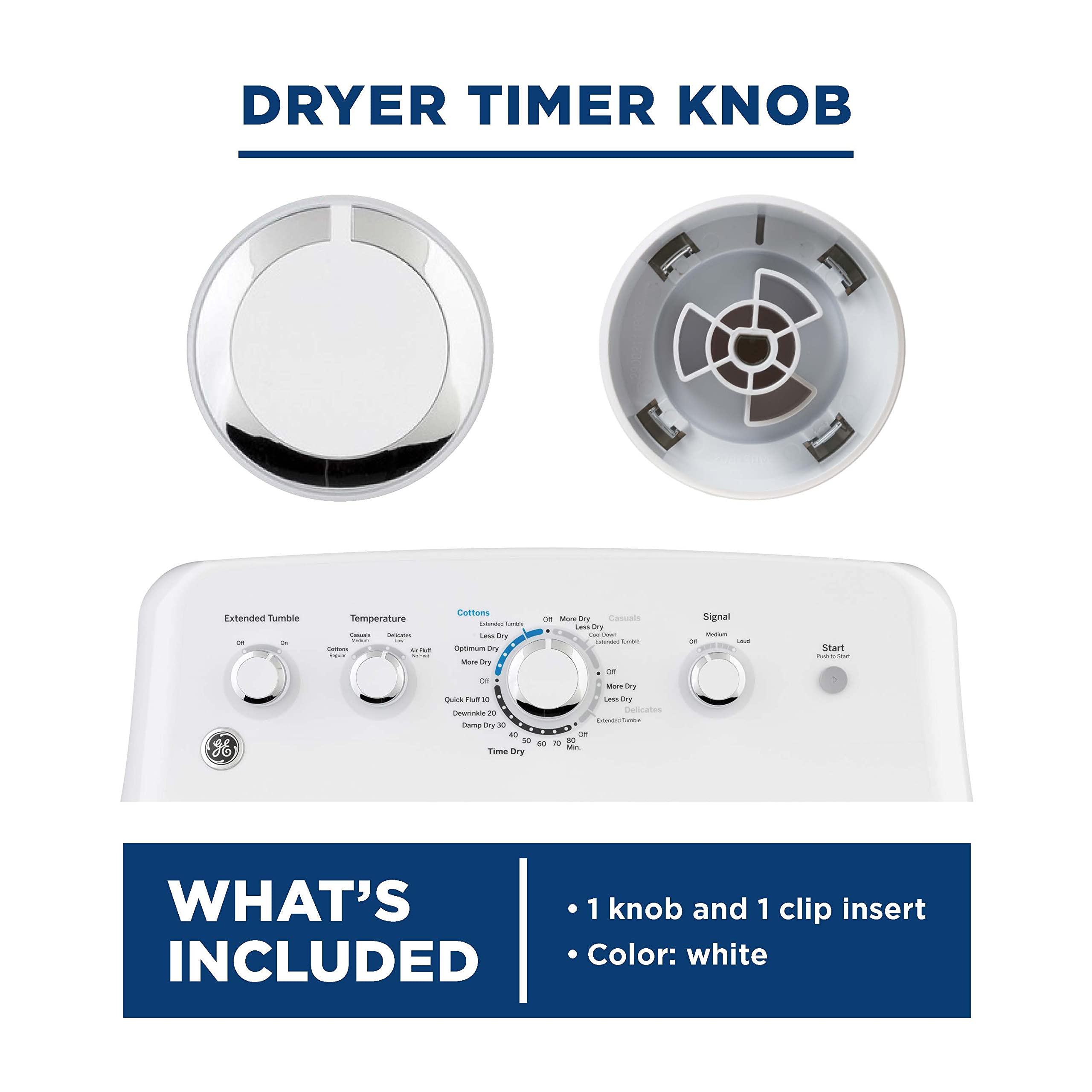 GE Dryer Timer Knob Replacement - WE01X24552 White Replacement Part for GE Dryers - Perfect for Laundry Room Appliance Repair