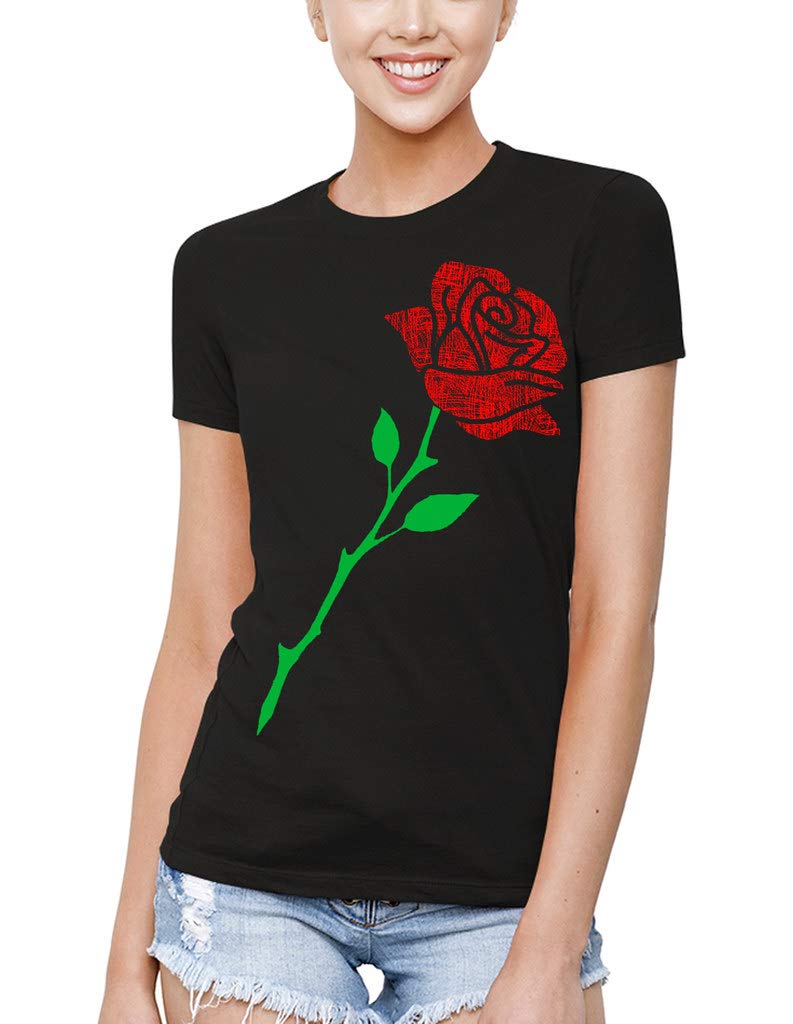Koyotee Junior's Tilted Rose Black T-Shirt - Trendy Graphic Tee for Teens | Perfect for Casual Wear, School, and Outings