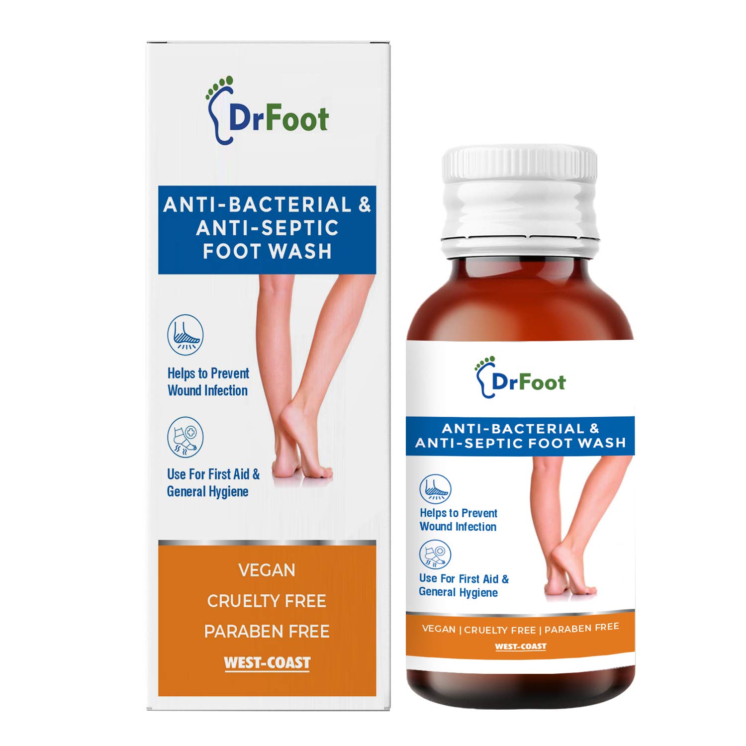 Dr. Foot Antiseptic Antibacterial Foot Wash for Athlete's Foot & Odor - 100ml Medicated Foot Cleanser - Perfect for Gym, Sports & Daily Foot Hygiene