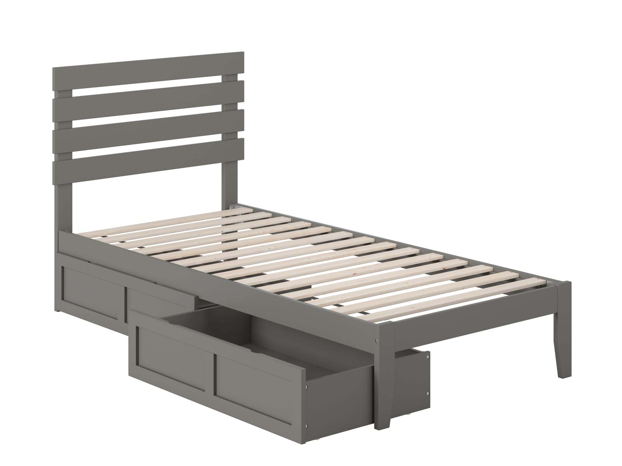 AFI Oxford Twin XL Platform Bed with Storage Drawers & USB Charging Station - Grey Modern Wooden Bed Frame for Small Spaces | Perfect for Dorm Rooms, Studio Apartments & Guest Bedrooms