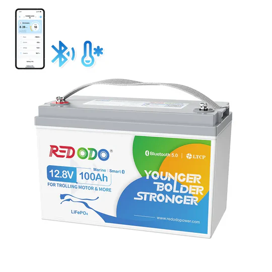 Redodo 12V 100Ah Group 31 Bluetooth Lithium Battery with Real-Time Monitoring - Perfect for RV, Marine, Solar Power & Off-Grid Applications