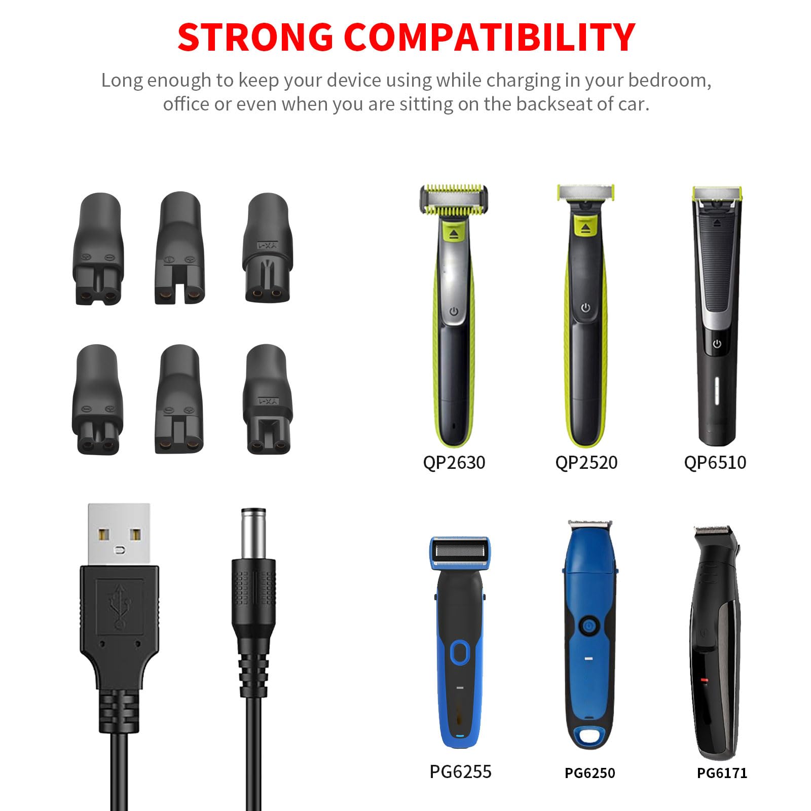 MEROM 5V USB Charger Cord Replacement for Norelco Shavers HQ8505 5000/7000 Series - Power Adapter & Supply - Perfect for Travel, Home & Office Use