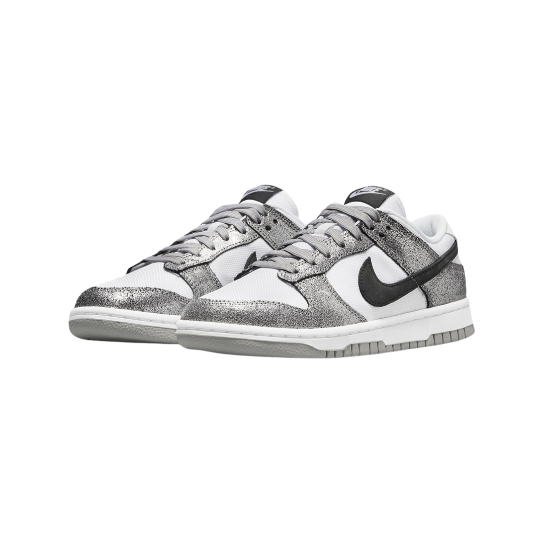 Nike Women's Dunk Low Sneakers - Metallic Silver, Black & White Retro Running Shoes for Women | Casual Wear, Gym & Street Style Fashion