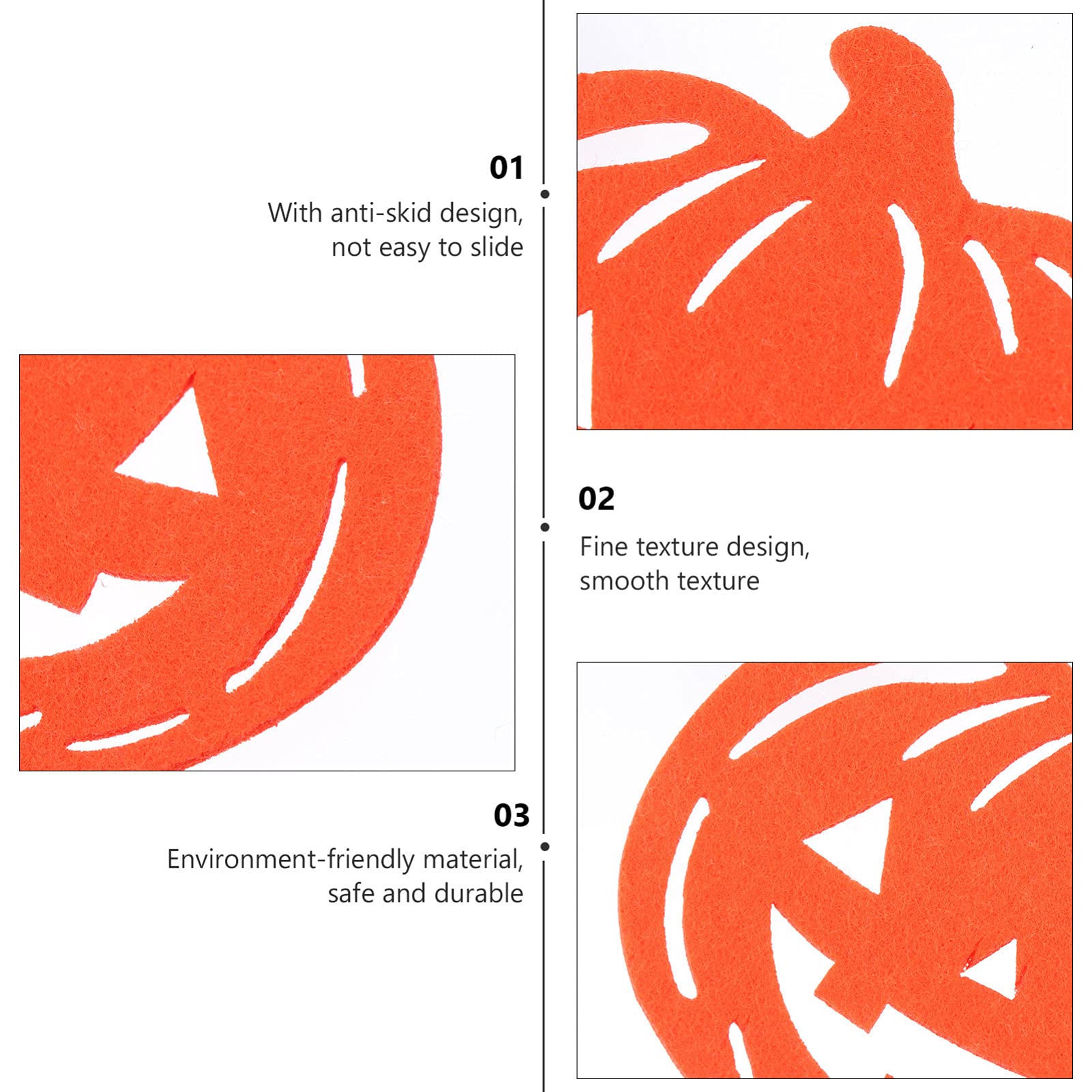 6-Pack Halloween Felt Coasters - Pumpkin Design Drink Coasters for Coffee Mugs, Tea Cups & Glasses - Durable & Absorbent Beverage Mats - Perfect for Halloween Party Decor & Christmas Home Decor