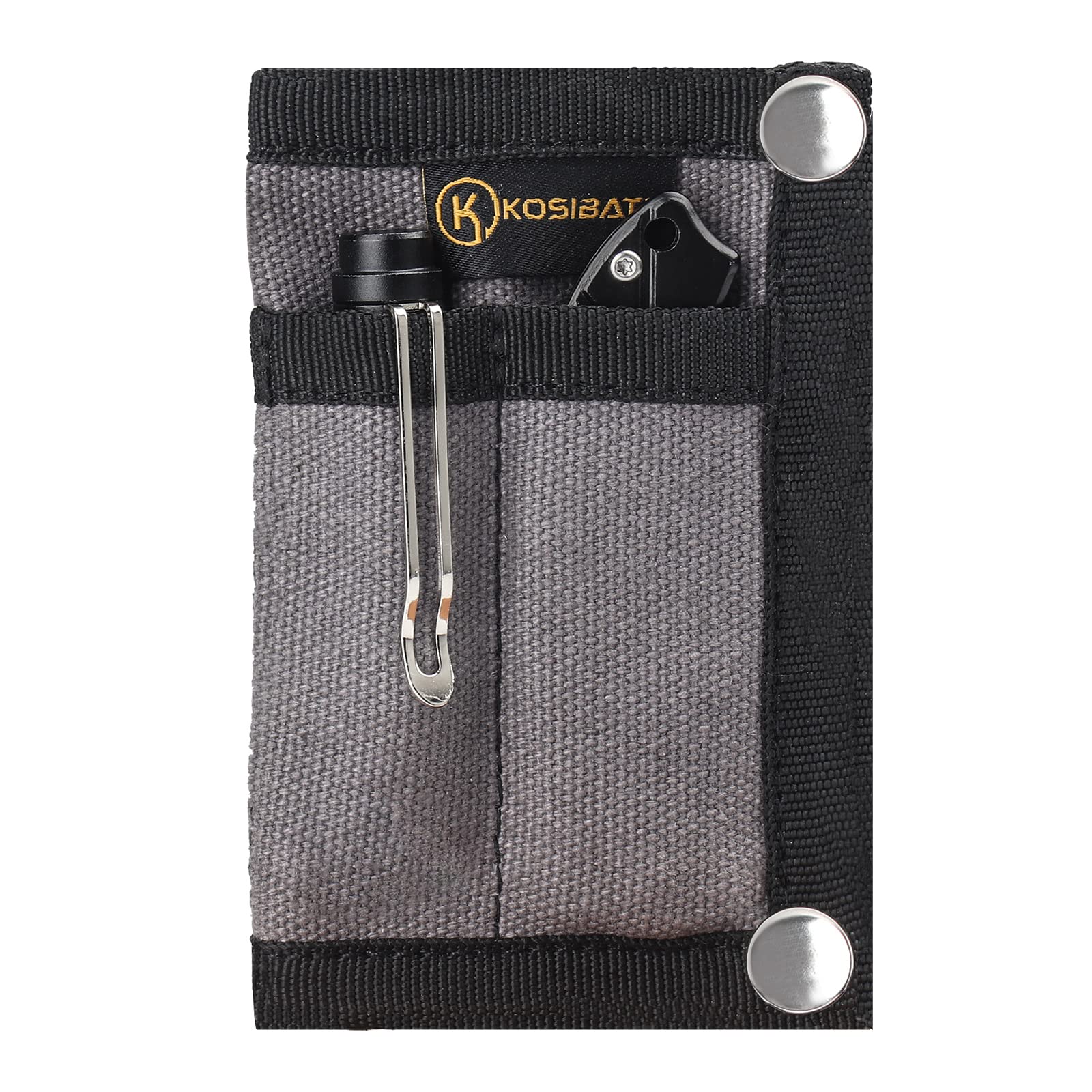 Kosibate EDC Pouch - Compact Tactical Organizer for Knife, Flashlight, Pen & Cards | Slim Pocket Carry Pouch for Men | Perfect for Outdoor, Camping & Everyday Essentials (Black)