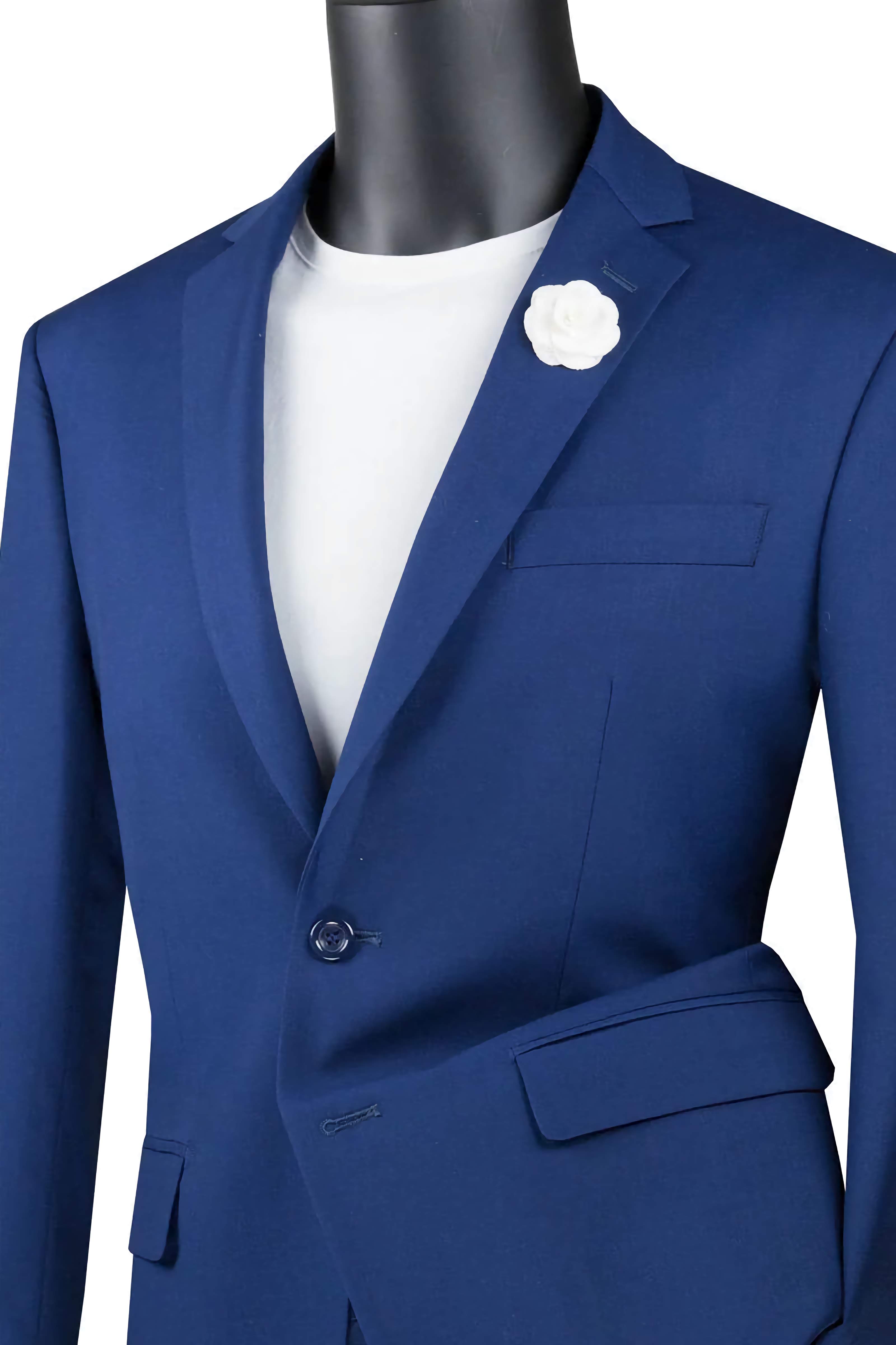 Slim Fit Men's Suit 2 Piece 2 Button Twilight Blue - Formal Business Attire for Weddings, Interviews & Office Wear