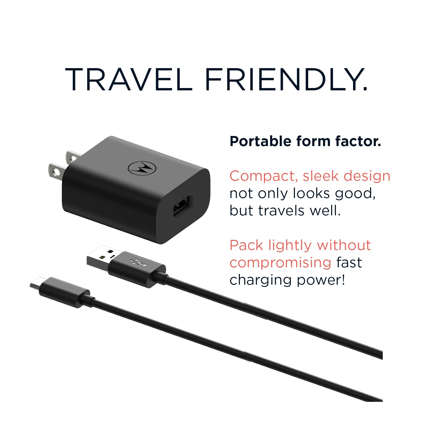 2-Pack Motorola TurboPower 20 QC3.0 Fast Charger with 6.6ft USB-A to USB-C Cables - Compatible with Moto G Play 2023, G Power (2022/2023 5G), G Stylus (2022/2023 5G), G 5G (2022/2023), Edge/Edge+ (2022/2023) - Perfect for Home, Office & Travel Charging