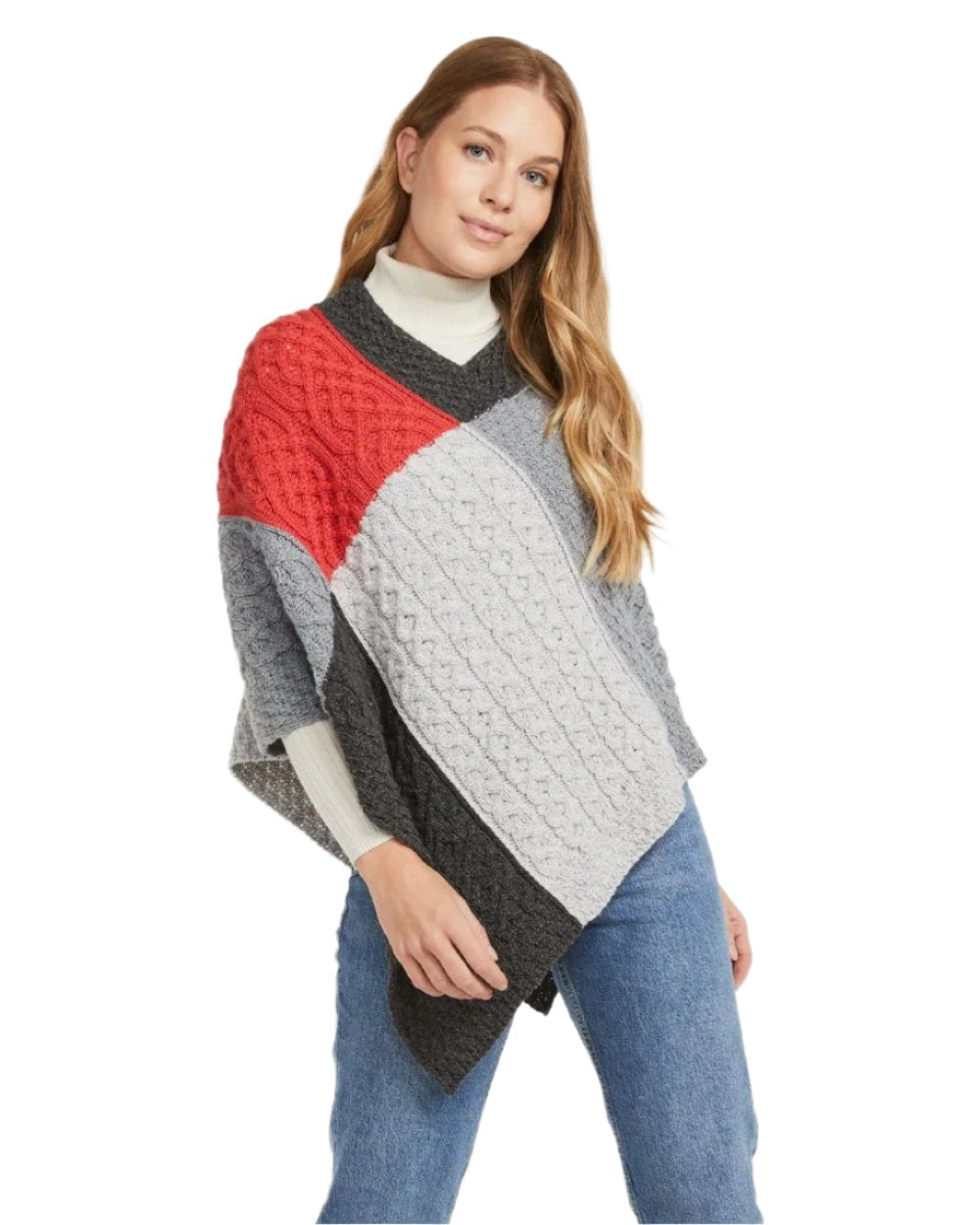 Aran Salthill Poncho - Irish Wool Knit Cape for Women, Cozy Winter Shawl Wrap, Perfect for Outdoor Activities & Travel