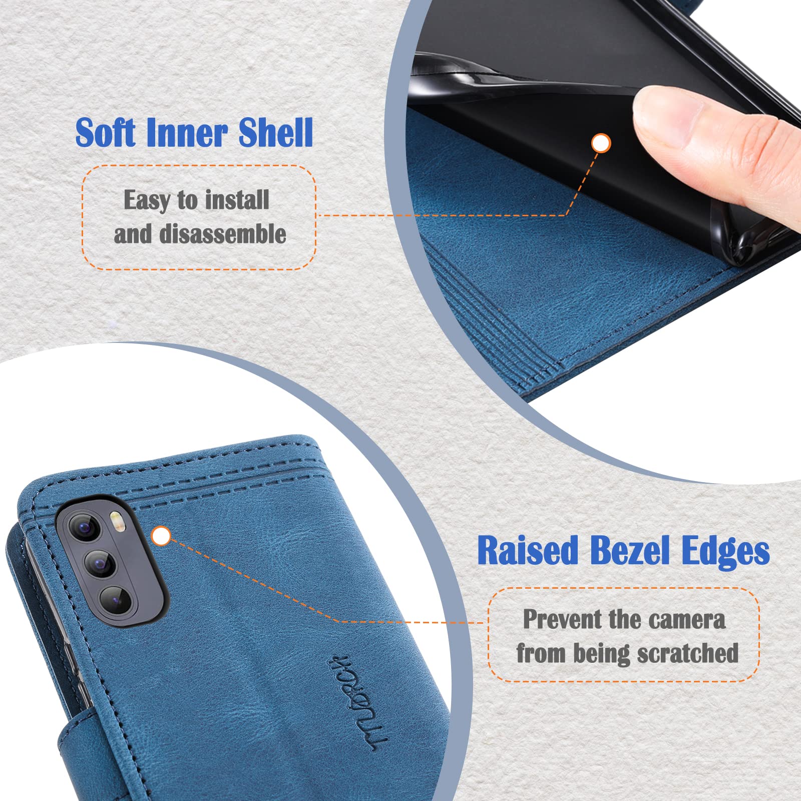 Premium PU Leather Magnetic Wallet Case for Moto G Stylus 5G 2022 - Shockproof TPU Bumper & Card Slots | Perfect for Work, Travel & Everyday Protection (Blue)