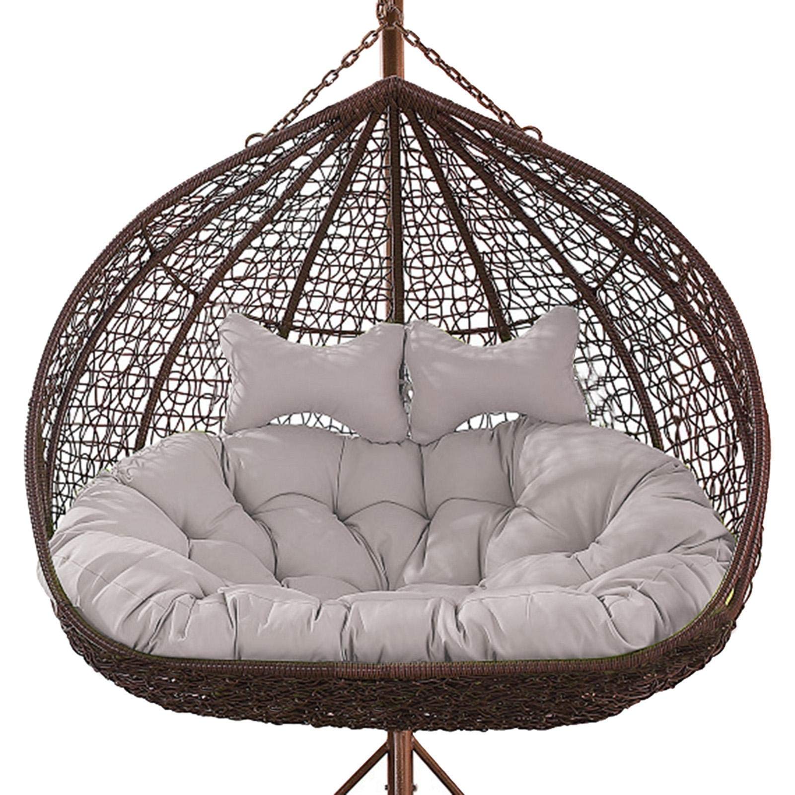 LQPHY Thickened Hanging Egg Chair Cushion with Double Head Pillow - 150x110cm Hammock Swing Seat Pad for Indoor, Outdoor, Patio & Garden - Perfect for Relaxing, Lounging & Reading in Your Backyard or Balcony