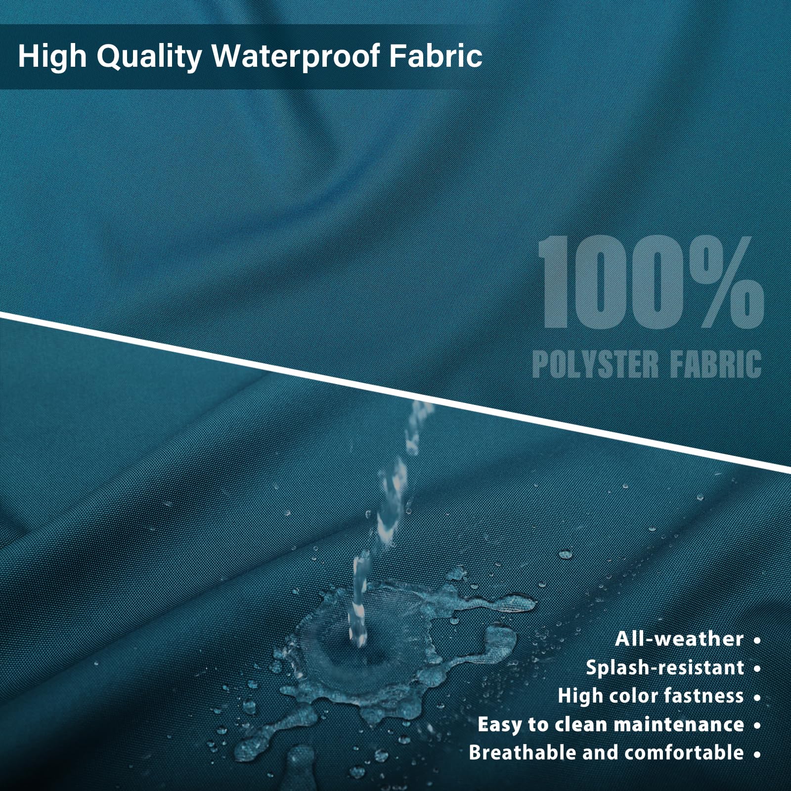 Waterproof Outdoor Cushion Covers for Patio Furniture Set - Non-Slip Square Sofa Cushion Slipcovers Replacement (Peacock Blue) - Perfect for Sectional Sofas, Deck Chairs & Poolside Lounging