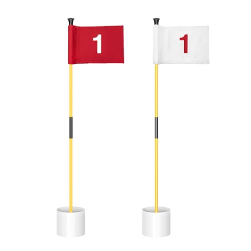 2 Pack-Yellow Pole w/ Red N White Flags #1