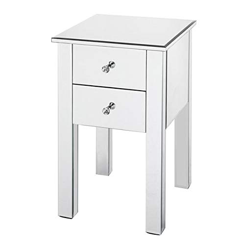 Modern Mirrored End Table with Drawer - Stylish Nightstand for Bedroom & Living Room - Versatile Storage Cabinet with Drawers - Perfect for Small Spaces, Guest Rooms & Apartment Decor