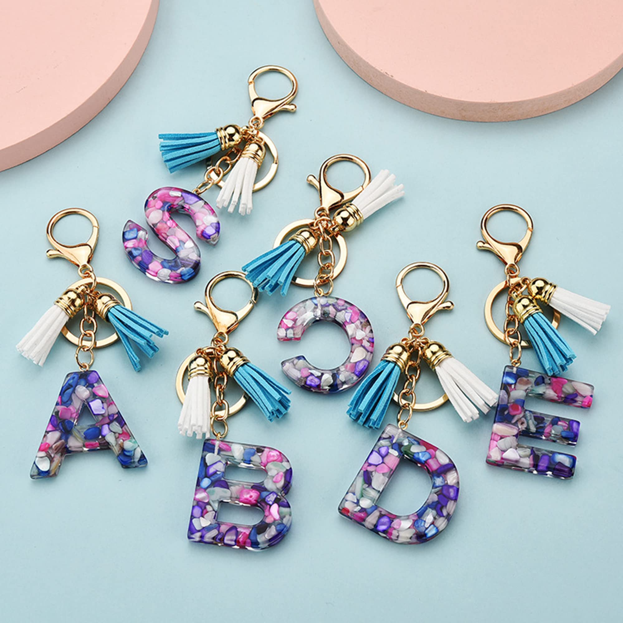 Personalized Alphabet Resin Keychain - Custom Dried Flower Initial Letter Keyring, Cute Kawaii Gift for Women & Girls | Perfect for Backpacks, Purses, House Keys & Unique Birthday Gifts